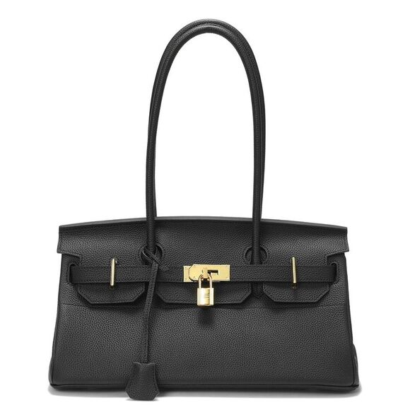 Tiffany & Fred Paris Structured Leather Top-Handle Tote, Black - Picture 1 of 3